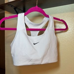 Nike Women's White Sports Bra with Black Logo